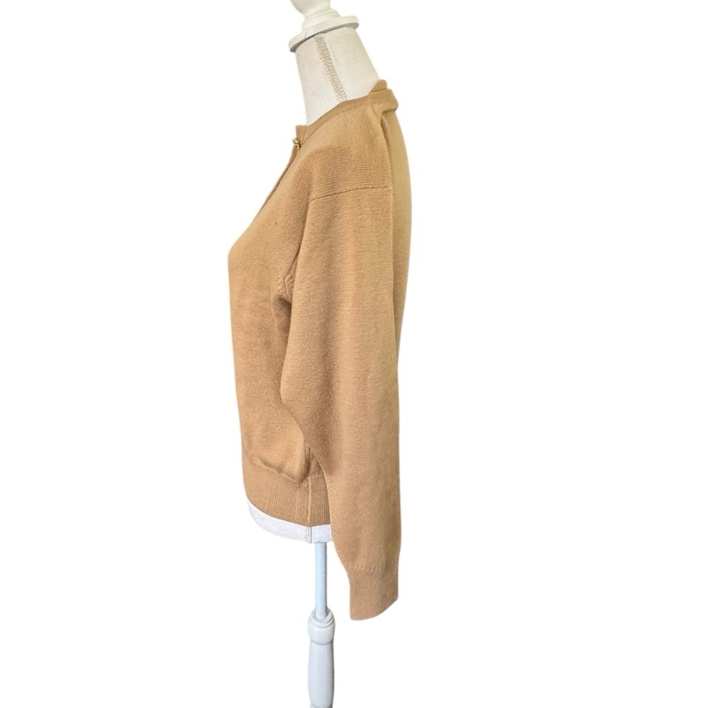 Ballantyne Scotland tan gold button wool Cardigan Sweater 40 M/L - Picture 5 of 13